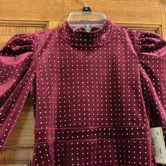 Honey and Rosie Girl’s Burgundy High Neck Dress - Picture 2 of 7